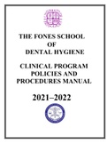 THE FONES SCHOOLOFDENTAL HYGIENECLINICAL PROGRAMPOLICIES ANDPROCEDURES MANUAL