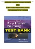 Test Bank For Essentials of Psychiatric Nursing, 3rd Edition by Boyd & Luebbert, ISBN: 9781975185121, All 31 Chapters Covered, Verified Latest Edition