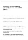  Donaldson Final Exam Real Estate principal Questions & Answers 100% Correct!!