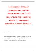 SECURE EMAIL GATEWAY FUNDAMENTALS WARRIOR CERTIFICATION EXAM WITH CORRECTLY ANSWERED QUESTIONS