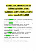 RESNA ATP EXAM - Assistive Technology Terms Exam | Questions and Correct Answers | Latest Update 2024/2025