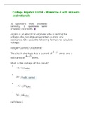 Exam (elaborations) College Algebra Unit 4 - Milestone 4 with answers and rationale