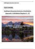 TEST BANK For Auditing & Assurance Services: A Systematic Approach, 11th Edition By William Messier Jr, Steven Glover,  All Chapters 1 to 21  complete Verified editon ISBN:9781260687637