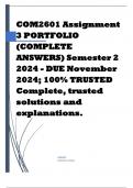 COM2601 Assignment 3 PORTFOLIO (COMPLETE ANSWERS) Semester 2 2024 - DUE November 2024; 100% TRUSTED Complete, trusted solutions and explanations