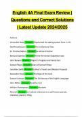 English 4A Final Exam Review | Questions and Correct Solutions | Latest Update 2024/2025