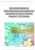 Solution Manual For Finite Mathematics and Its Applications, 13 Edition by Larry J. Goldstein, All Chapters 1 to 12 complete Verified editon