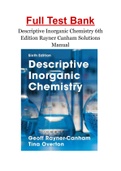 Descriptive Inorganic Chemistry 6th Edition Rayner Canham Solutions Manual