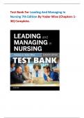 Test Bank for Leading and Managing in Nursing 7th Edition by Yoder Wise (chapters 1-30) complete