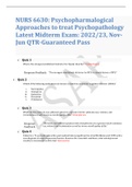 NURS 6630: Psychopharmalogical Approaches to treat Psychopathology Latest Midterm Exam: 2022/23, Nov-Jun QTR-Guaranteed Pass