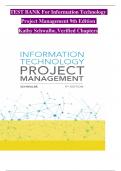 TEST BANK For Information Technology Project Management 9th Edition by Kathy Schwalbe, Verified Chapters 1 - 13, Complete Newest Version