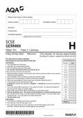 AQA GCSE GERMAN Higher Tier Paper 1 Listening  question paper 2024 june 8668/LH