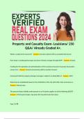 Property and Casualty Exam- Louisiana/ 250 Q&A/ Already Graded A+.