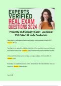 Property and Casualty Exam- Louisiana/ 250 Q&A/ Already Graded A+