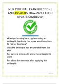 NUR 230 FINAL EXAM QUESTIONS AND ANSWERS 2024-2025 LATEST UPDATE GRADED A+