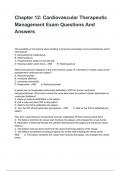 Chapter 12: Cardiovascular Therapeutic Management Exam Questions And Answers