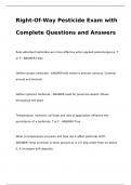 Right-Of-Way Pesticide Exam with Complete Questions and Answers