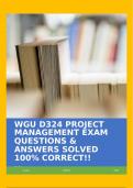 WGU D324 PROJECT MANAGEMENT EXAM QUESTIONS & ANSWERS SOLVED 100% CORRECT!!