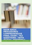 RADR BASIC PROCEDURES COMPREHENSIVE FINAL EXAM | 763 QUESTIONS | WITH ACTUAL ANSWERS!!