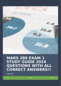 MARS 289 EXAM 1 STUDY GUIDE 2024 QUESTIONS WITH ALL CORRECT ANSWERS!!