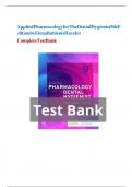 TEST BANK APPLIED PHARMACOLOGY FOR THE DENTAL HYGIENIST (9TH EDITION) BY ELENA BABLENIS HAVELES| Latest Practice Exam Bank 100% Veriﬁed Answers| Graded A+