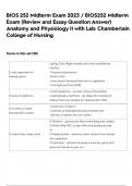 BIOS 252 Midterm Exam 2023 / BIOS252 Midterm Exam (Review and Essay Question Answer) Anatomy and Physiology II with Lab: Chamberlain College of Nursing