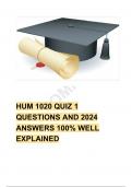 HUM 1020 QUIZ 1 QUESTIONS AND 2024 ANSWERS 100% WELL EXPLAINED