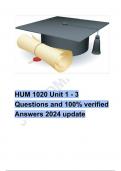 HUM 1020 Unit 1 - 3 Questions and 100% verified Answers 2024 update