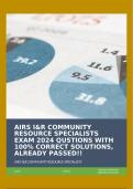 AIRS I&R COMMUNITY RESOURCE SPECIALISTS EXAM 2024 QUSTIONS WITH 100% CORRECT SOLUTIONS, ALREADY PASSED!!