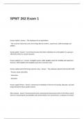 SPMT 262 Exam 1 Questions and Answers