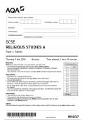 AQA GCSE RELIGIOUS STUDIES A Paper 1 Sikhism question paper 2024 june 8062/17