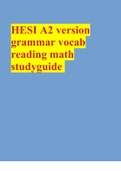 HESI A2 version grammar vocab reading math studyguide