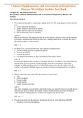 Complete Test Bank Clinical Manifestations and Assessment of Respiratory Disease 7th Edition Jardins Questions & Answers with rationales (Chapter 1-44)