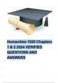 Humanities 1020 Chapters 1 & 2 VERIFIED QUESTIONS AND ANSWERS