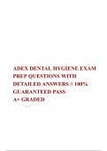 ADEX DENTAL HYGIENE EXAM PREP QUESTIONS WITH DETAILED ANSWERS // 100% GUARANTEED PASS  A+ GRADED 