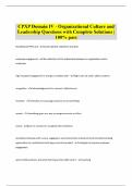 CPXP Domain IV - Organizational Culture and Leadership Questions with Complete Solutions | 100% pass