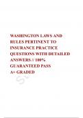 WASHINGTON LAWS AND RULES PERTINENT TO INSURANCE PRACTICE QUESTIONS WITH DETAILED ANSWERS // 100% GUARANTEED PASS  A+ GRADED 