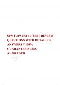   SPMT 319 UNIT 3 TEST REVIEW QUESTIONS WITH DETAILED ANSWERS // 100% GUARANTEED PASS  A+ GRADED 