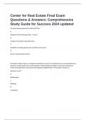 Center for Real Estate Final Exam Questions & Answers: Comprehensive Study Guide for Success 2024 updated