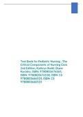 Test Bank for Pediatric Nursing : The Critical Components of Nursing Care, 2nd Edition, Kathryn Rudd, Diane Kocisko, ISBN: 9780803676565, ISBN: 9780803676558, ISBN-13: 9780803666535, ISBN-13: 9780803666535