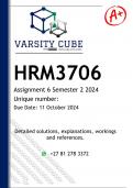 HRM3706 Assignment 6 (DETAILED ANSWERS) Semester 2 2024 - DISTINCTION GUARANTEED