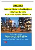 TEST BANK for Business and Society 17th Edition by Lawrence & Weber. All 19 Chapters  Complete, Verified Edition: ISBN 9781265079246