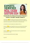 Examination for Missouri Insurance Producer's License/ 149 Q&A/ Already Graded A+