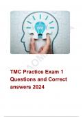 TMC Practice Exam 1 Questions and Correct answers