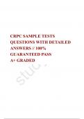 CRPC SAMPLE TESTS QUESTIONS WITH DETAILED ANSWERS // 100% GUARANTEED PASS  A+ GRADED 