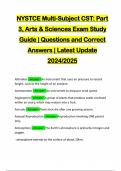 NYSTCE Multi-Subject CST: Part 3, Arts & Sciences Exam Study Guide | Questions and Correct Answers | Latest Update 2024/2025