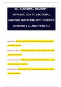 MU: SECTIONAL ANATOMY - INTRODUCTION TO SECTIONAL  ANATOMY QUESTIONS WITH VERIFIED  ANSWERS { GUARANTEED A+}