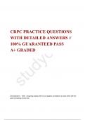 CRPC PRACTICE QUESTIONS WITH DETAILED ANSWERS // 100% GUARANTEED PASS  A+ GRADED 