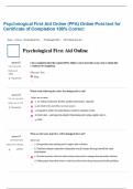 Psychological First Aid Online (PFA) Online Post-test for Certificate of Completion 100% Correct