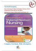 Test Bank Complete- Davis Advantage for Maternal-Newborn Nursing: Critical Components of Nursing Care 4th Edition (2022-Durham, Chapman, Miller (Authors)) All Chapter 1-19