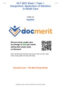 HLT 362V Week 1 Topic 1 Assignment, Application of Statistics in Health Care Statistical application and the interpretation of data is important in health care. Review the statistical concepts covered in this topic. In a 750-1,000 word paper, discuss the 